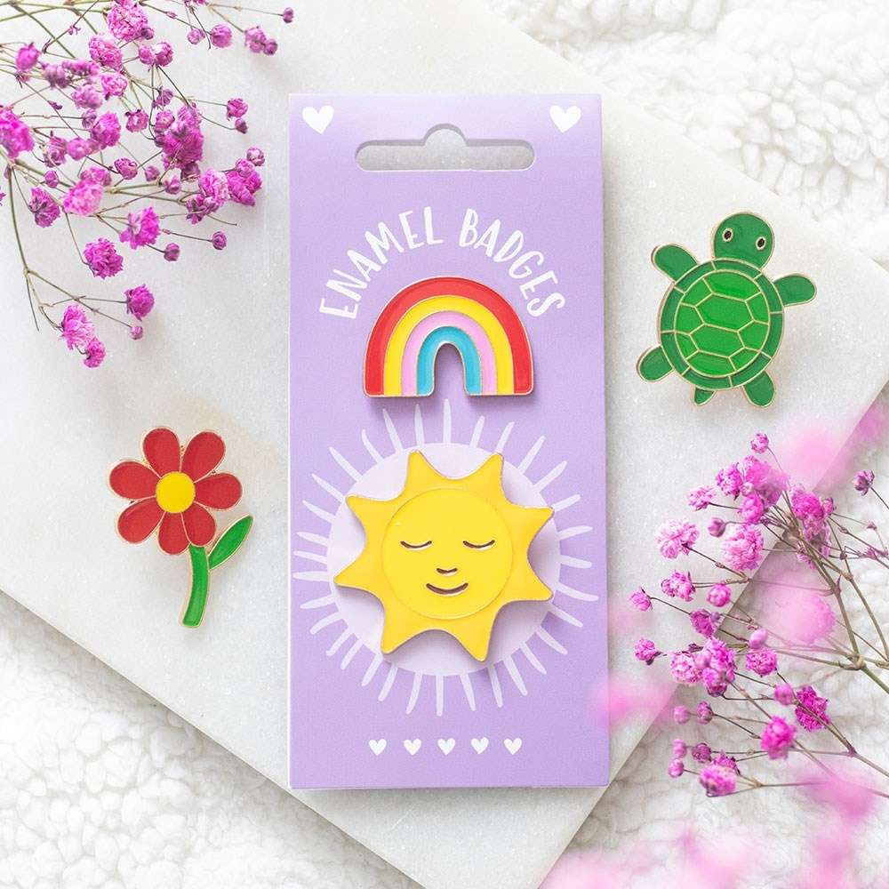 Something Different - Set of 2 Rainbow and Sun Pin Bouton broche - Multicolore